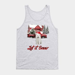 Samoyed Dog Let It Snow Tree Farm Red Truck Christmas Tank Top